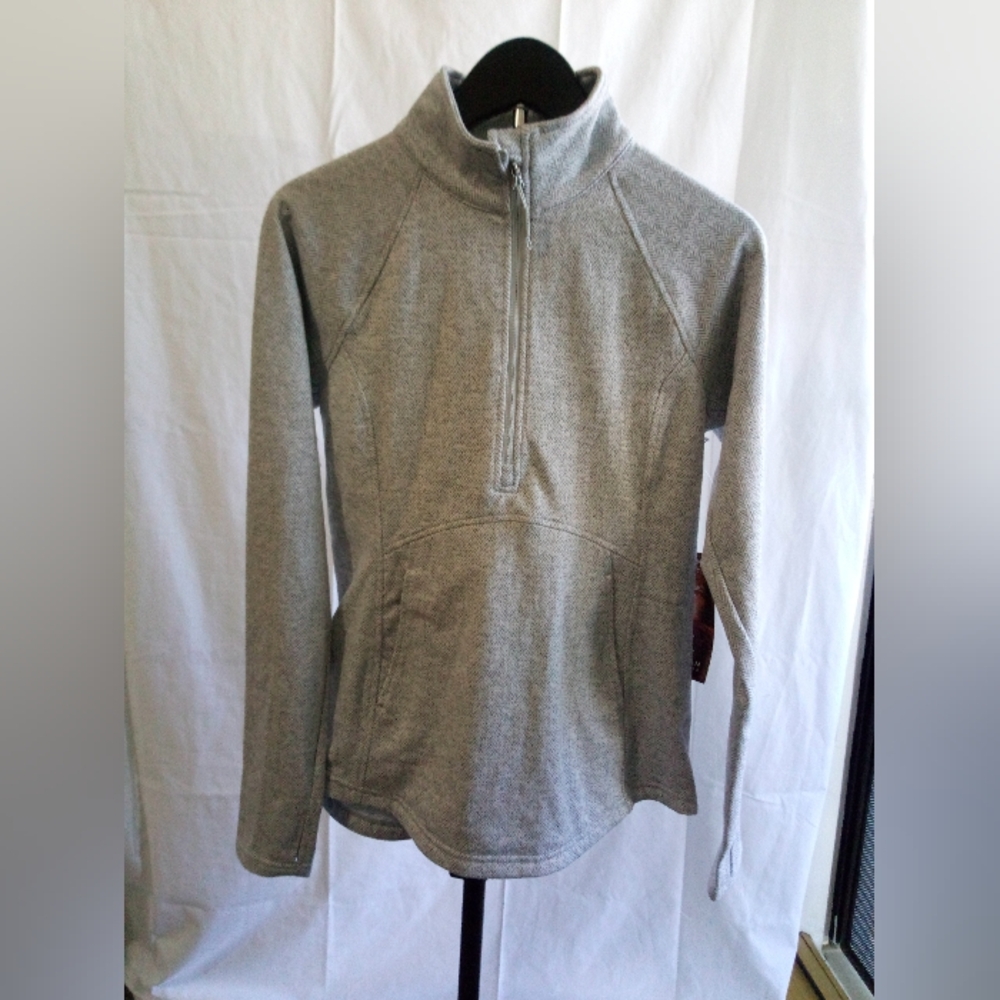Kyodan Light Gray Herringbone Quarter-Zip Pullover